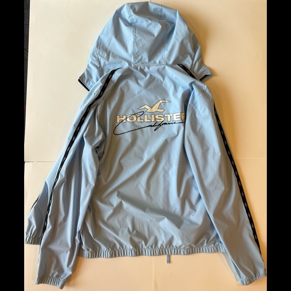 Men’s Large Hollister Light Blue Zip-Up Windbreaker Jacket